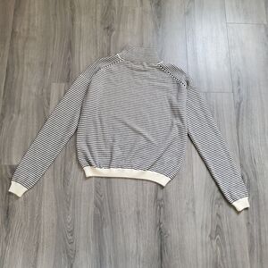 M.i.H. Jeans Cashmere Sweater Women's XS Beige Stripe Mock Neck Coastal